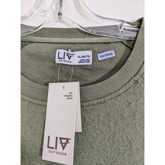 Liv Outdoor Life Integrity Earth Mens Sweatshirt Army Green Soft Fuzzy Size XL - Picture 4 of 7